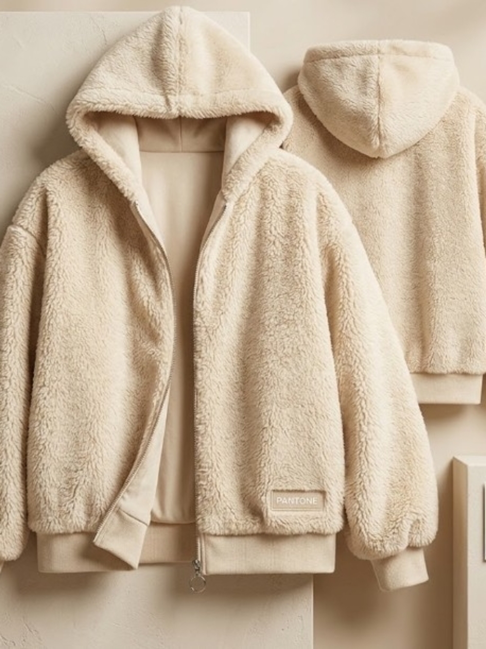 Forever 21 Cream Faux Fur Teddy Hooded Zip Jacket (Sz S/M) Cozy Warm Easy